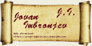 Jovan Imbronjev vizit kartica